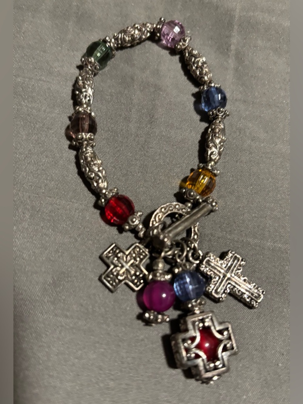 Salvation Bracelet Colored Beads Trinity Crystal Beads S.S Spacer Beads Toggle